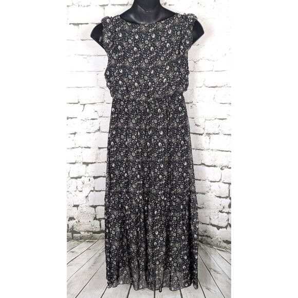 LE RAGAZZE Boho Cottage Prairie Silk Floral Whimsigoth Italy Maxi Dress Large - Picture 4 of 7